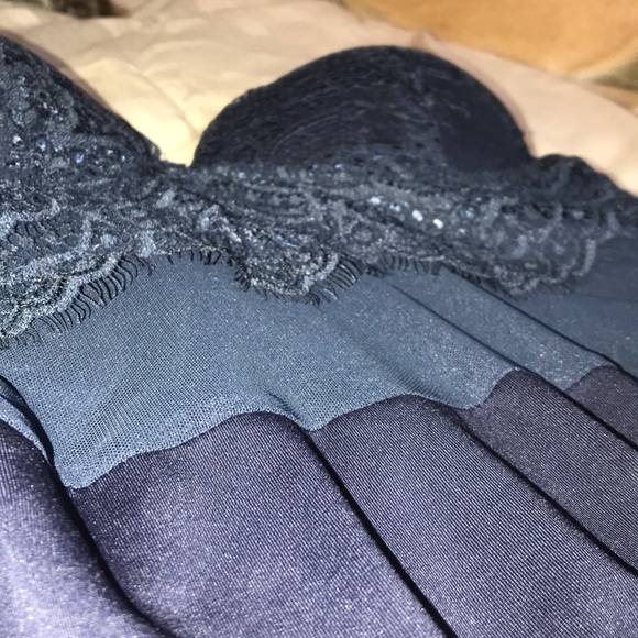 Navy Blue Lace Mesh Bodysuit - Picture 3 of 4